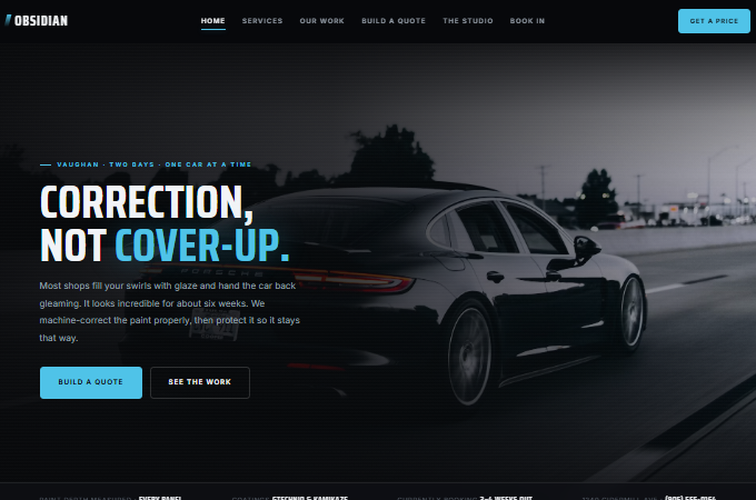Obsidian Detail homepage
