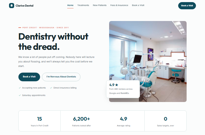 Clarive Dental homepage