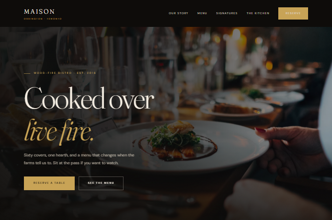 Maison restaurant homepage